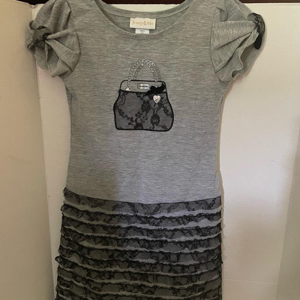 Jenny & Me Dress for a little fashionista!  Lace Ruffles, Purse with Heart Charm